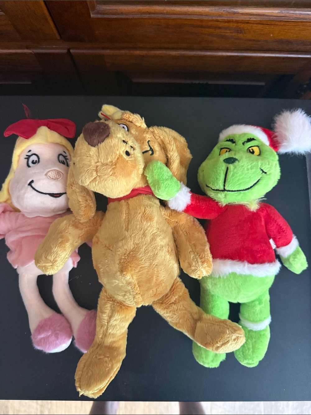 Holiday Grinch Plush + Brown Dog & Pink Girl Plush Trio